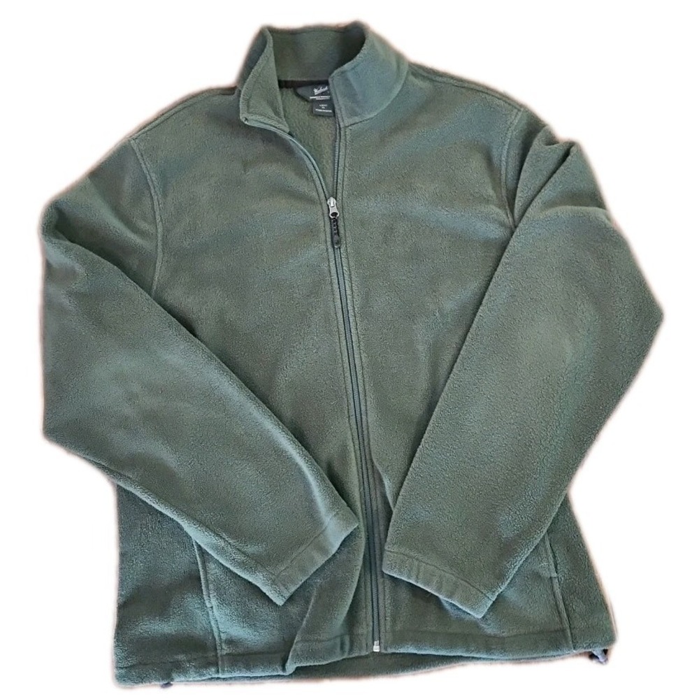 Woolrich Full Zip Fleece Pullover Jacket- Mens XL Green Polyester